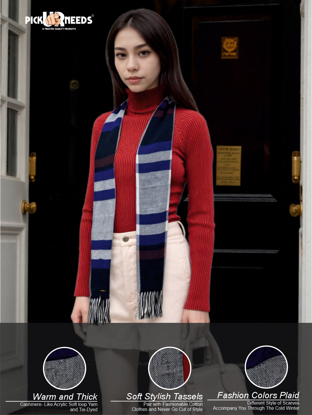 Pick Ur Needs Pure Cashmere Womens Winter Stylish Muffler Warm, Soft and Trendy Scarves for Cold W